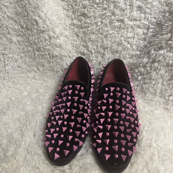 Alberto Fellini Men's synthetic black suede pink Spike Dress Loafers SZ8.5 - Picture 2 of 13